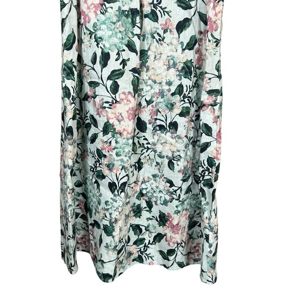 J Jill Love Linen XS A Line Shift Dress Green Pink Hydrangea Floral Casual - Picture 4 of 11